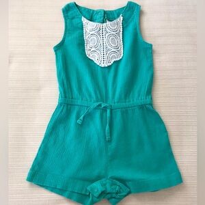 Carter’s Turquoise Baby Girl Romper with Lace Detail Size 18 Months